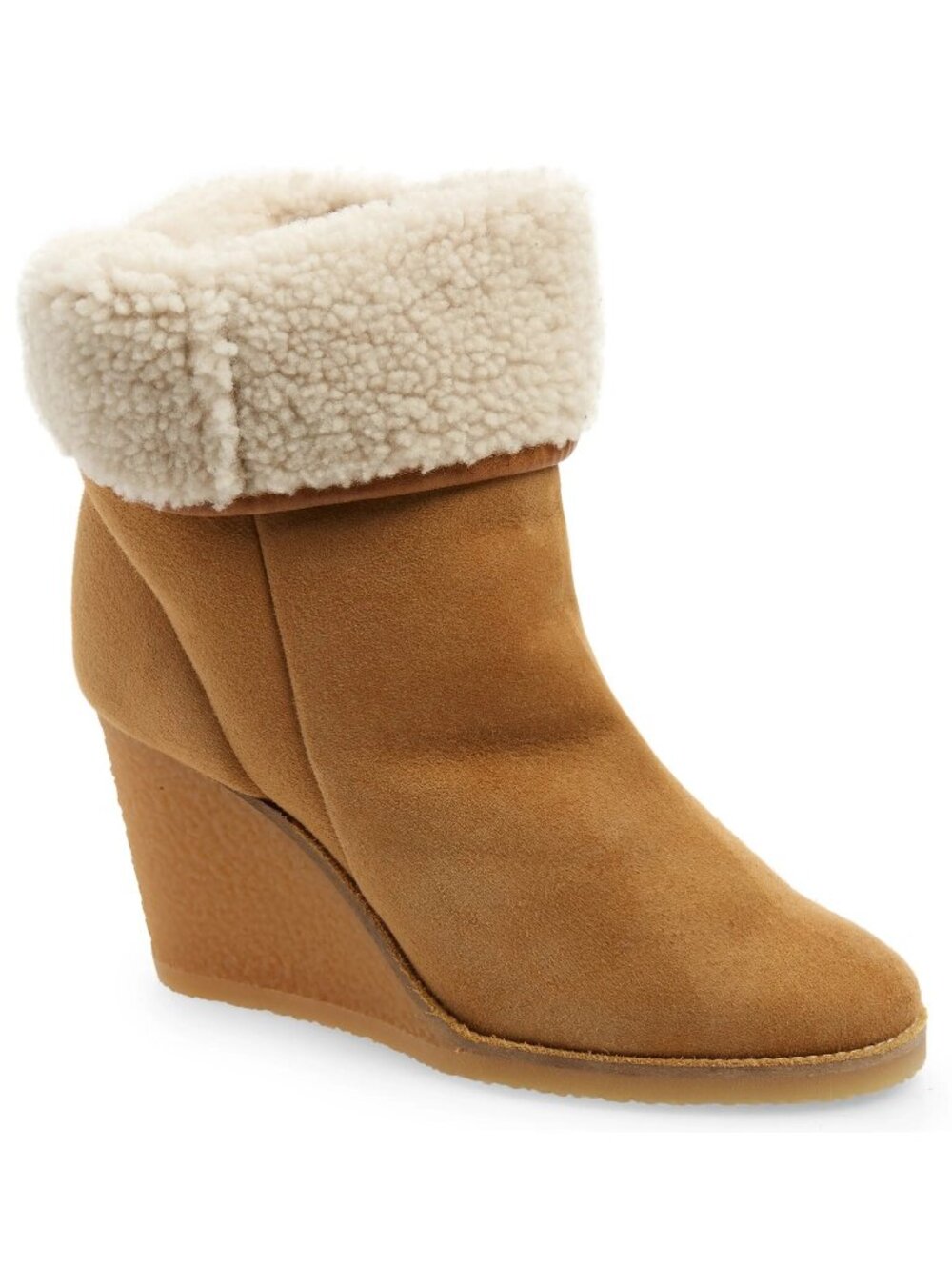 Isabel Marant Totam Women's Suede Shearling Wedge Bootie Natural Size 38 / US 8